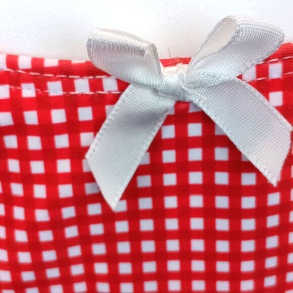 Seamoly Red / White Gingham Bow Decor Triangle Bikini Set sz L - Picture 9 of 13